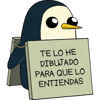 😂 ba896175 Gunter Adventure Time TE LO HE DIBUJADO PARA QUE LO ENTIENDAS Gunter, Adventure Time, Cartone animato, Pinguino, Spagnolo, Umorismo telegram sticker