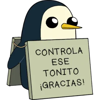 😠 e74f062a CONTROLA ESE TONITO ¡GRACIAS! pinguino, cartello, calmati, grazie telegram sticker