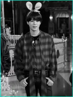 ◾️ 9464286d Jimin Jimin, BTS, oreilles de lapin, Kpop, célébrité, carreaux, coréen telegram sticker