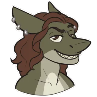 😎 137520d2 Акула, Антропоморфный, Фурри, Животное, Существо, Серьги, Портрет telegram sticker