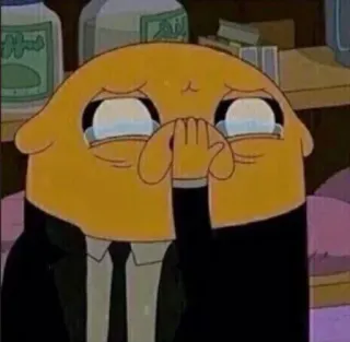 🧿 480e1e90 Jake Adventure Time cartoon, dog, crying, suit, adventure time, emotional telegram sticker