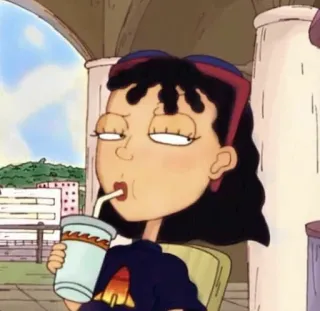 🥤 2f86939e Susie Carmichael Rugrats Susie Carmichael, Rugrats, cartoon, drinking, teenager, black hair telegram sticker