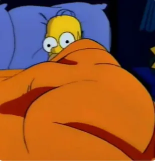 🤯 4772a05c Homer Simpson The Simpsons Homer Simpson, The Simpsons, cartoon, bed, blanket telegram sticker