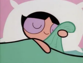 😴 9c577ffb Powerpuff Girl Powerpuff Girls cartoon, sleeping, bed, cute, blanket, pillow, character telegram sticker