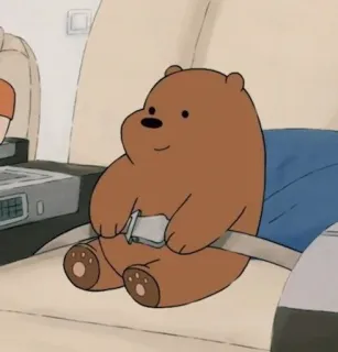 😊 b1a6674a Grizzly Bear We Bare Bears bear, cartoon, travel, animation, seatbelt, animal, cute telegram sticker