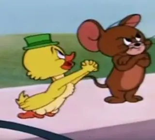 😭 de68f5fd Jerry Mouse Tom and Jerry cartoon, mouse, duck, friendship telegram sticker