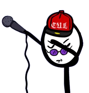 😎 241c7a2a C.U.L. dibujo animado, micrófono, rapero, hip hop, estilo, personaje, guay, música telegram sticker