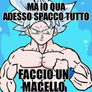 😒 78e56b08 Goku Dragon Ball MA IO QUA ADESSO SPACCO TUTTO FACCIO UN MACELLO Anime, Goku, Dragon Ball, Ultra Instinct, Meme telegram sticker