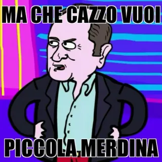 😑 9849483e MA CHE CAZZO VUOI PICCOLA MERDINA penghinaan, kata kotor, ofensif, kartun, italia telegram sticker