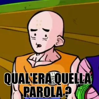 🤔 df3bcf9a Krillin Dragon Ball QUAL'ERA QUELLA PAROLA? Krillin, Dragon Ball, anime, kartun, pertanyaan, bingung telegram sticker