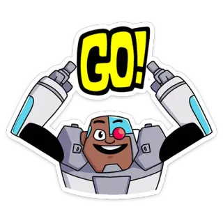 🤖 17c354e2 Cyborg Teen Titans Go! GO! Киборг, Юные титаны, вперед!, Мультфильм, Анимация, Супергерой, Экшн, Вперёд! telegram sticker