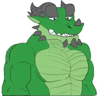 😀 584e3c7c Drache, Anthro, Muskulös, Grün, Fantasy, Monster whatsapp sticker