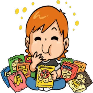 ☺️ 27629ac5 Cartoon, Snack, Eten, Eten, Personage, Blij telegram sticker