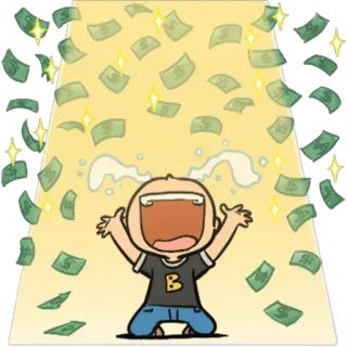🤑 d92d882d geld, contant, succes, cartoon, rijkdom, viering, opwinding telegram sticker