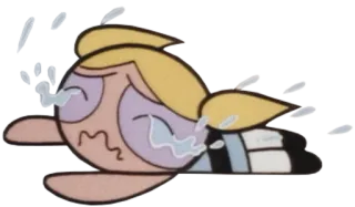 😭 163a19c6 Bubbles The Powerpuff Girls Bańki, Atomówki, kreskówka, płacz, zły, smutny whatsapp sticker