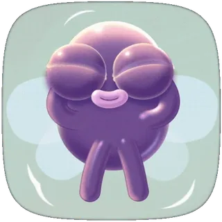 😌 d17c4b87 mignon, dessin animé, personnage, violet, tache, drôle whatsapp sticker