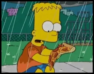 🍑 201e280c Bart Simpson The Simpsons bart simpson, pizza, kartun, hujan, sedih, simpsons whatsapp sticker