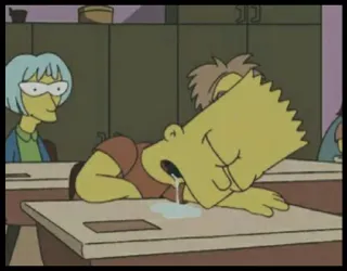🍑 4f054e67 Bart Simpson The Simpsons Bart Simpson, tidur, air liur, kelas, The Simpsons, kartun whatsapp sticker