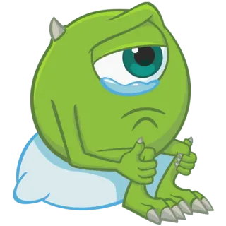 🥺 ba33a19c Mike Wazowski Monsters, Inc. Mike Wazowski, Monster, Inc., sedih, menangis, kartun, Disney, Pixar, animasi telegram sticker
