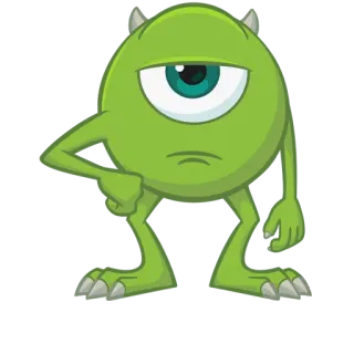 😒 d3bbf487 Mike Wazowski Monsters, Inc. monster, mata, hijau, kartun, karakter, disney, pixar telegram sticker