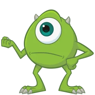 🫤 e1ec5d91 Mike Wazowski Monsters, Inc. Mike Wazowski, Monster, Inc., Disney, Kartun, Hijau, Mata satu, Animasi telegram sticker