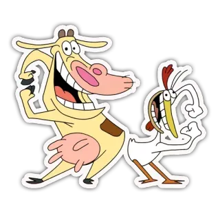 ✌ 26ceaf27 Cow and Chicken dessin animé, vache, poulet, années 90, personnage telegram sticker