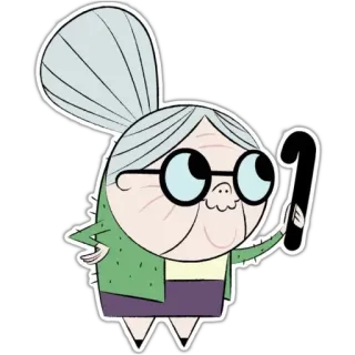 🙃 2938e29d grand-mère, vieille femme, dessin animé, canne, lunettes, personnage telegram sticker