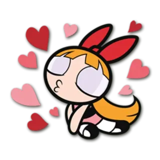 😘 4c1bd8ec Blossom The Powerpuff Girls Dessin animé, Sticker, Cœur, Baiser, Belle, Les Supers Nanas, Mignon telegram sticker