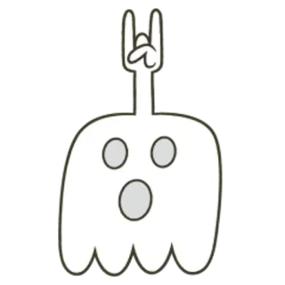 🤘 541308dc fantôme, rock on, geste de la main, sticker, fantôme dessin animé, fantôme drôle telegram sticker