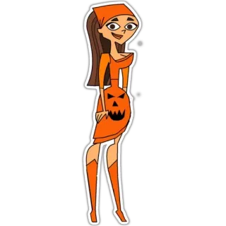 🎃 693c7522 dessin animé, fille, orange, halloween, citrouille, robe telegram sticker