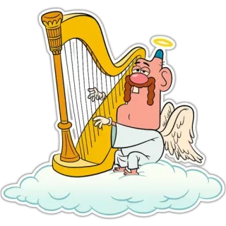 😇 73829bd6 Uncle Grandpa Dessin animé, Ange, Harpe, Nuage, Oncle Grandpa telegram sticker