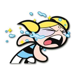 😭 c1e1bb19 Bubbles The Powerpuff Girls dessin animé, pleurer, triste, larmes, émotion, Les Supers Nanas, Belle telegram sticker