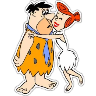 💋 f60606b1 Fred Flintstone The Flintstones dessin animé, couple, pierrafeu, fred, wilma, amour, hanna barbera telegram sticker