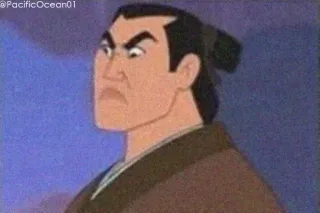 😠 09a4be54 Li Shang Mulan mulan, disney, personage, gezicht, animatie telegram sticker