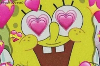 😍 1004f00b Spongebob Cartoon, Spongebob, Harten, Liefde, Ogen, Leuk, Geel telegram sticker