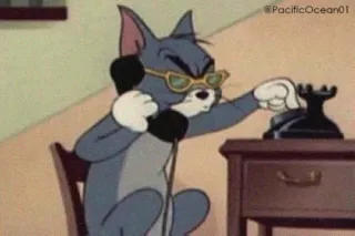 📞 1476c10f Tom Cat Tom and Jerry Tom, Kat, Tom en Jerry, Cartoon, Telefoon, Boos, Geërgerd telegram sticker