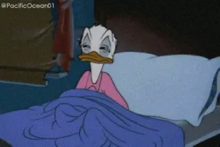😴 56b19f62 Donald Duck Cartoon, Slaperig, Bed, Ochtend, Donald Duck telegram sticker