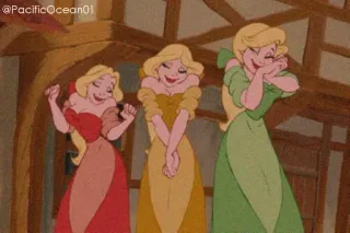 😍 7025072f prinsessen, cartoon, animatie, dansen, blond, jurken telegram sticker