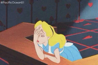 🤦‍♀ 7213de73 Alice Alice in Wonderland Cartoon, Teleurstelling, Frustratie, Facepalm, Uitgeput, Geërgerd telegram sticker