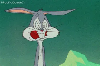 🤩 dd35b288 Bugs Bunny Cartoon, Konijn, Looney Tunes, Grappig, Geschrokken telegram sticker