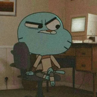 ❤️ 68fcb024 Gumball Watterson The Amazing World of Gumball Gumball, カートゥーン, 猫, キャラクター, 座っている, アニメーション telegram sticker