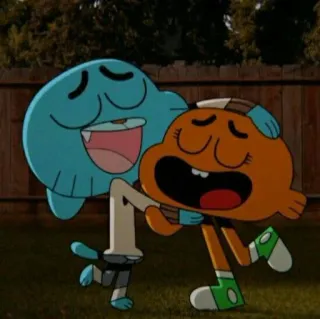 🎒 7185fbe0 Gumball Watterson The Amazing World of Gumball カートゥーン, アニメ, 友情, ハグ, おかしなガムボール, ガムボール・ワタースン, ダーウィン・ワタースン telegram sticker