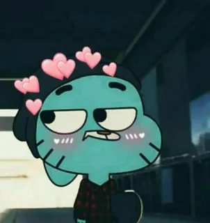 🎒 b21b3cd1 Gumball Watterson The Amazing World of Gumball アニメ, アニメーション, ガンボール, かわいい, ハート, カワイイ telegram sticker