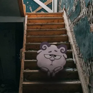 😣 3ca4ad47 만화, 양, 계단, 슬픈, 캐릭터, 동물, 그림 whatsapp sticker