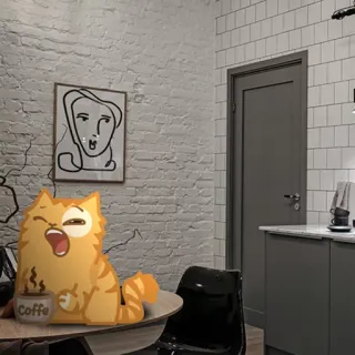 😃 54b3fef5 Coffee 고양이, 커피, 만화, 동물, 음료, 아침, 주방 whatsapp sticker