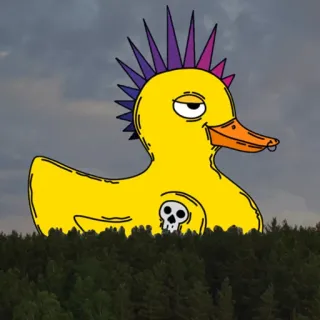 😑 6c8d3125 고무 오리, 펑크, 해골, 만화, 노란색, 피어싱, 모히칸 whatsapp sticker