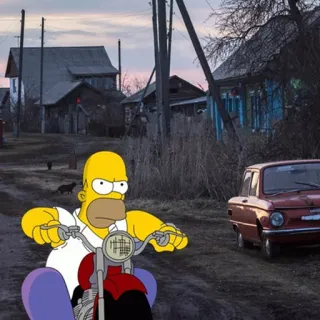 😄 a0af00eb Homer Simpson The Simpsons 호머 심슨, 만화, 오토바이, 심슨 가족, 애니메이션 whatsapp sticker