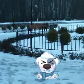 😄 b2241d0a 만화, 개, 추위, 겨울, 목도리, 냉동 whatsapp sticker