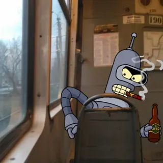 😡 fffcddb0 Bender Futurama 벤더, 퓨처라마, 로봇, 맥주, 시가, 만화 whatsapp sticker