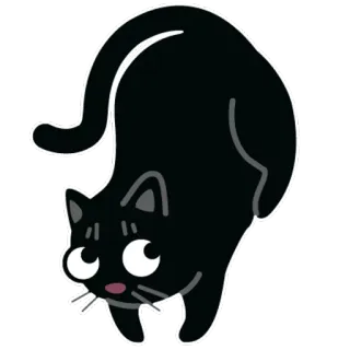 😃 02099da9 chat, chat noir, animal, autocollant, dessin animé, mignon whatsapp sticker
